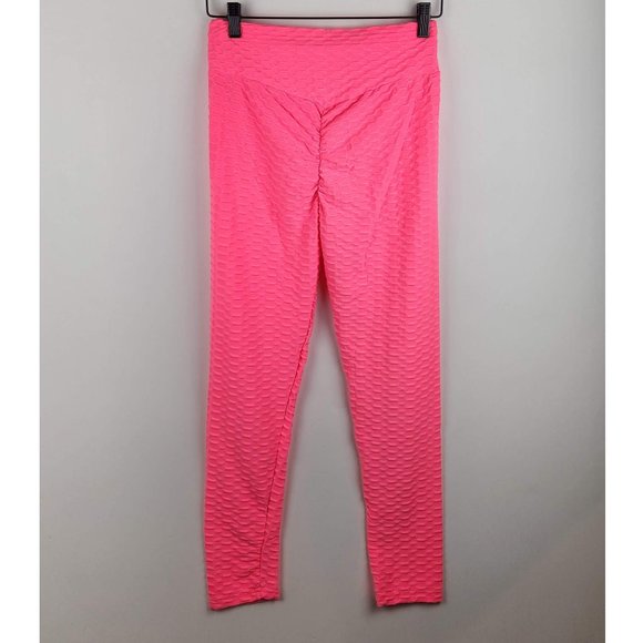 NWT Neon Pink Scrunch Butt Stretchy Leggings - Picture 2 of 4